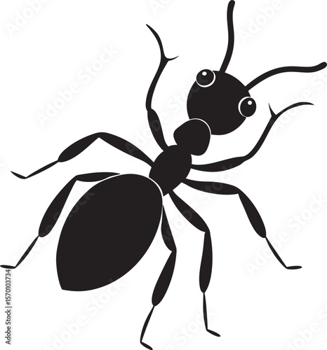 Ant vector silhouette art, ant vector icon, black ant face illustration