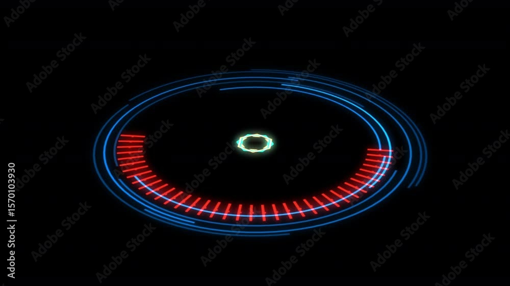 3D Map Target Icon X60 Degrees Blue Red Meter Animation Loop