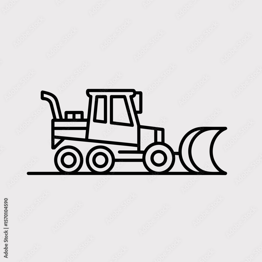 Naklejka premium Line art illustration of a snow plow vehicle on a grey background