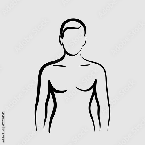 Minimalist line art of a human figure with arms extended  