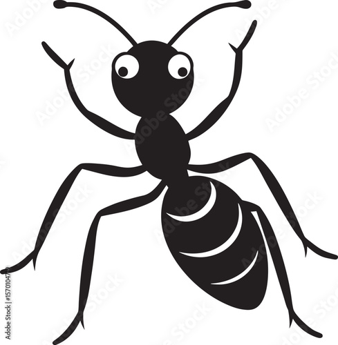 Ant vector silhouette art, ant vector icon, black ant face illustration