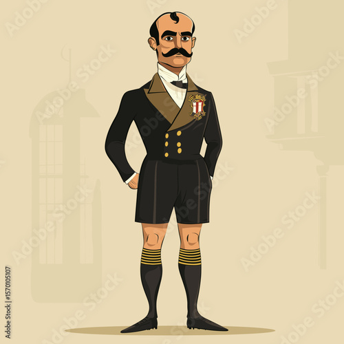 Cartoon character in vintage formal attire