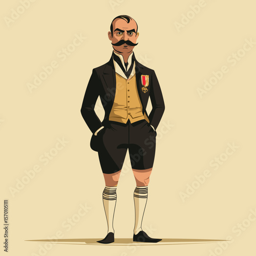 Cartoon character in vintage formal attire