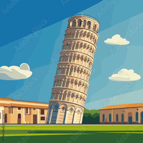 Leaning Tower of Pisa illustration