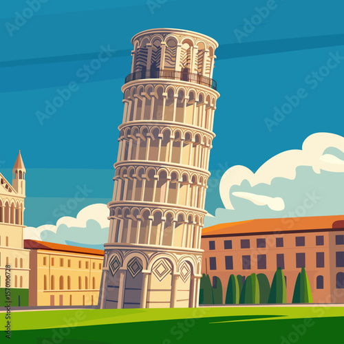 Leaning Tower of Pisa illustration