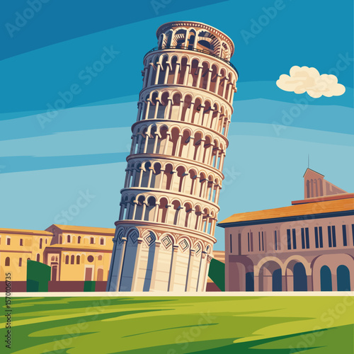 Leaning Tower of Pisa illustration