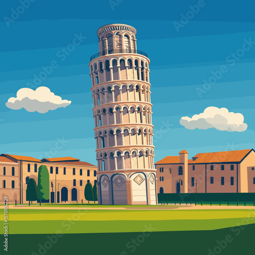 Leaning Tower of Pisa illustration