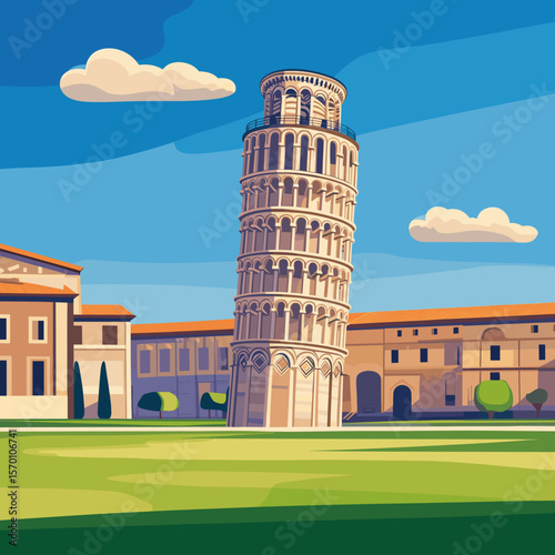 Leaning Tower of Pisa illustration