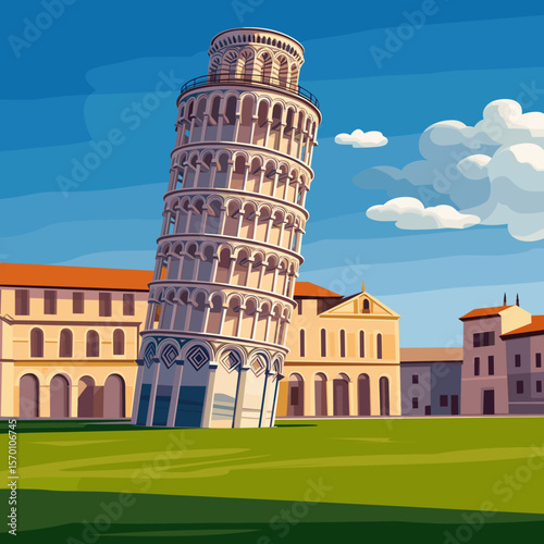 Leaning Tower of Pisa illustration