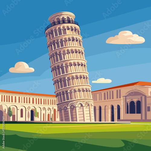 Leaning Tower of Pisa illustration