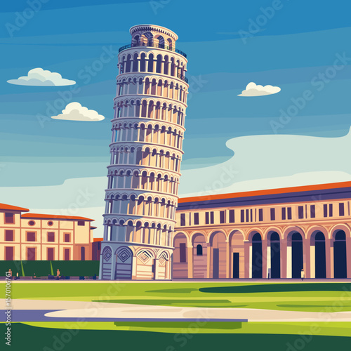 Leaning Tower of Pisa illustration