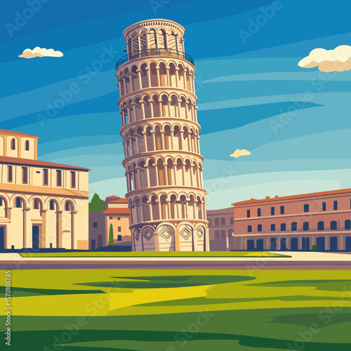 Leaning Tower of Pisa illustration
