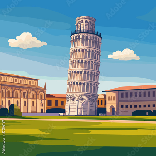 Leaning Tower of Pisa illustration