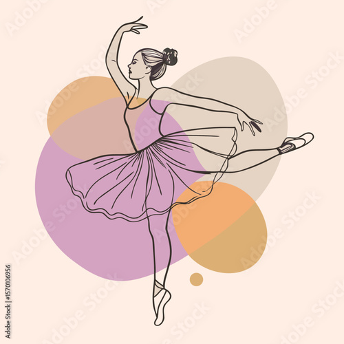 Elegant Ballerina Silhouette Mid Pose Ballet Dance Vector Graphic