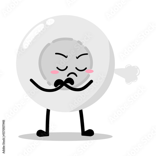 Cute Hand Drawn Annoyed Grumpy white Blood Cell