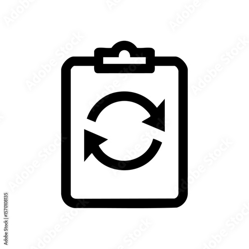 Clipboard with circular arrows – symbolizing feedback loop, update process, or continuous review.