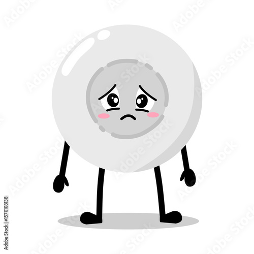 Cute Hand Drawn Sad Gloomy white Blood Cell