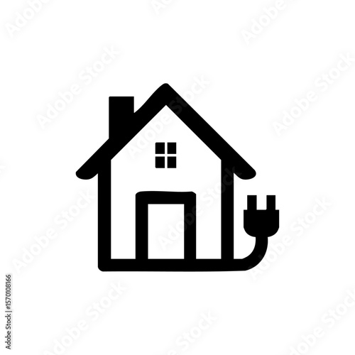 House with an electric plug – symbolizing smart home, energy connection, or eco-friendly housing.