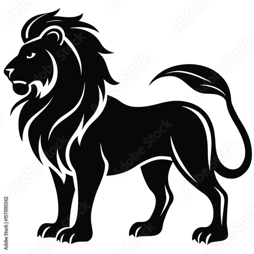 Black Silhouette of a Proud Lion Profile