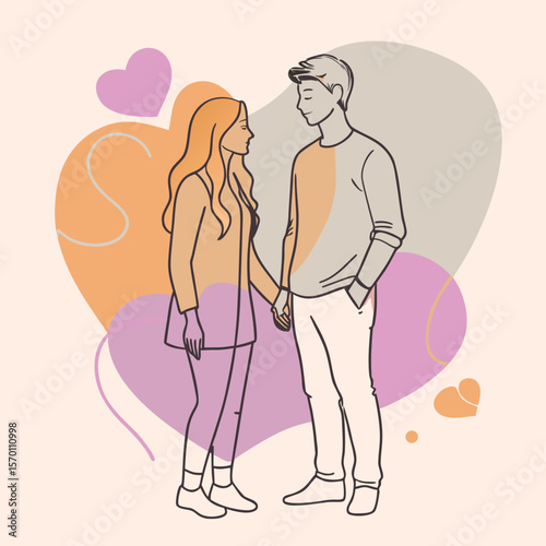 Silhouette of a Romantic Couple Standing Close Together