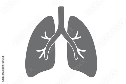 A gray lung symbol on an isolated background is suitable for logo design, web icons, and other medical and health-related tasks
