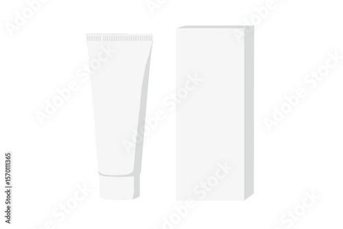 The packaging for cream tubes and ointments, including toothpaste boxes, is represented in a 3D white cosmetic gel vector template