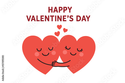 Vector illustration of two hearts in love isolated on a white background for Happy Valentine's Day