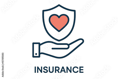 A vector icon representing insurance is available from a miscellaneous collection, depicted in a thin line style as an outline illustration