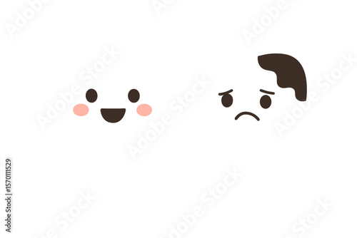 Cartoon characters Happy Healthy Tooth and Moody Tooth with cavity are depicted in flat design as Dental Infographic elements concept vector illustration
