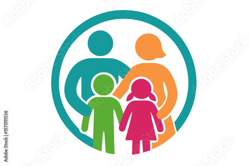 family logo in circle shape, healthy people, adoption symbol, foundation and community care icon, parents and children vector, helping logo’ becomes ‘circular family logo, healthy individuals