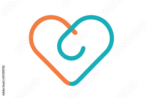 The logo is represented by a heart loop vector logotype, incorporating linear medical social logo symbol design elements
