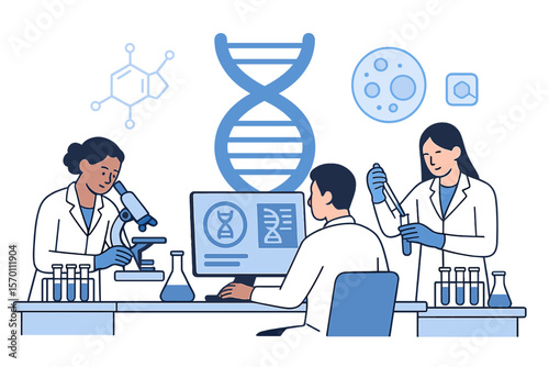 The laboratory is focused on scientific research in the field of biotechnology, specifically genetic research and modification through dna molecular tests, with genetic engineer scientists working on