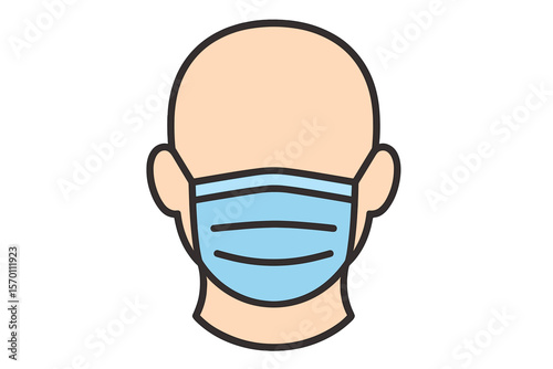 Vector illustration of wearing a surgical medical mask to protect against a virus epidemic during a global pandemic, emphasizing the use of a face mask