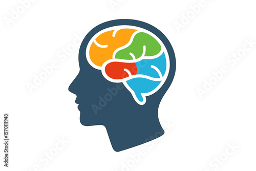 The logo of a human head represents a creative and intelligent mind, symbolizing innovation and brainpower in digital design