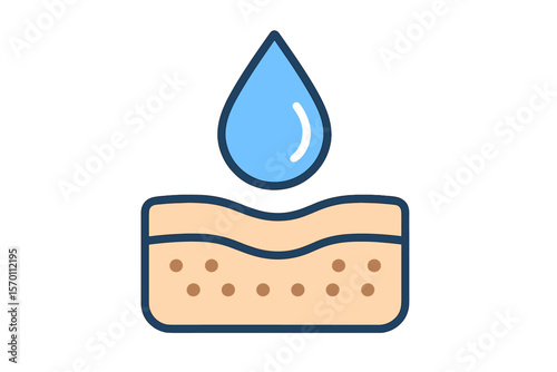 A Hydration skin icon or sign in vector format is isolated in a flat style, ideal for product packaging design elements, offering the best option for such purposes