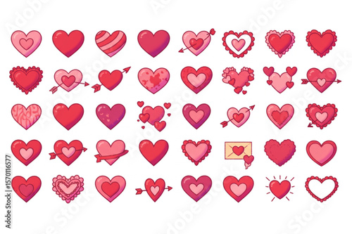 Celebrate affection with a versatile collection of decorative heart shapes, perfect for creating lovely designs for Valentine's Day projects.