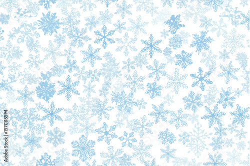 Delicate snowflakes falling in a tranquil, abstract pattern, perfect for winter backgrounds or seasonal designs with festive, frosty cheer.