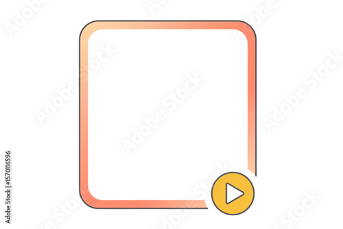 A sleek, minimalist frame graphic with rounded corners and a subtle play button element, ideal for modern designs and creative projects.