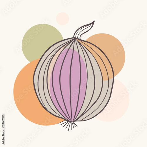 Nectarine Silhouette Vector with Stem and Clean Round Shape on White