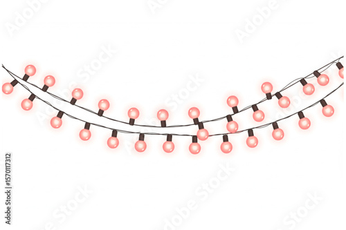 Glowing string light graphic with soft pink bulbs, perfect for festive decorations or adding a cozy touch to any design project.
