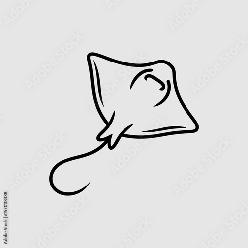 Minimalist line art of a stingray swimming gracefully  