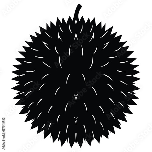 Silhouette of Durian Fruit with Thorns High Quality Vector Graphic