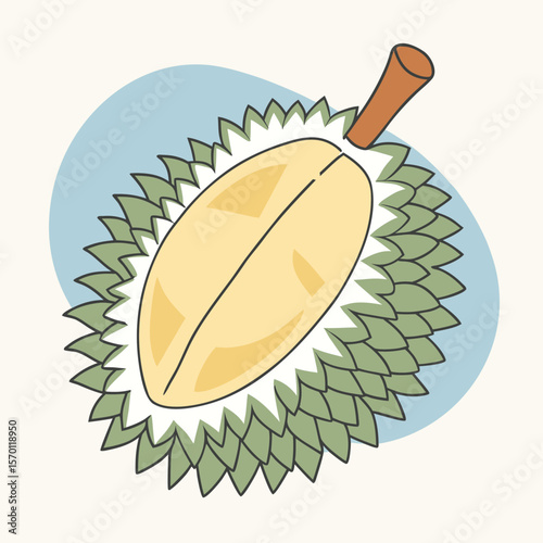 Heavy Vector Silhouette of a Durian Fruit with Thorns