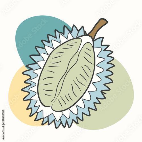 Heavy Vector Silhouette of a Durian Fruit with Thorns