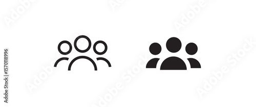 people line Icon isolated on white background. Crowd sign. five three Persons symbol for your web site design, logo User Set, Men, Women person id business icons, button, vector, editable stroke, flat