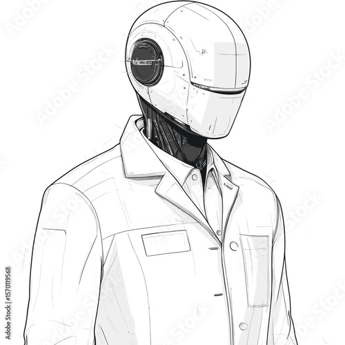 Futuristic robot humanoid in lab coat
