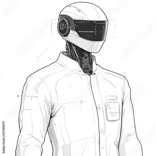 Futuristic robot humanoid in lab coat