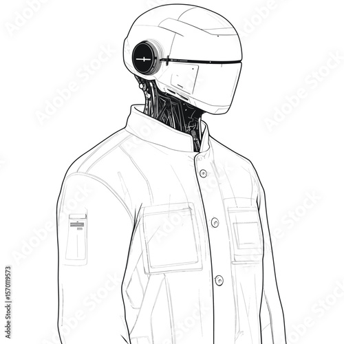 Futuristic robot humanoid in lab coat