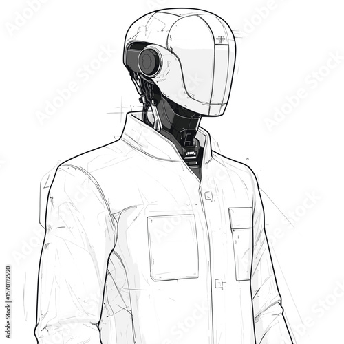 Futuristic robot humanoid in lab coat