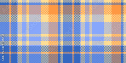 Vibrant pastel plaid pattern in blue, orange, and beige.  Perfect for textile design, fashion, website backgrounds, or any project needing a cheerful, modern, and stylish texture.